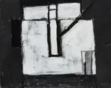 Black and White Coffee Pot Signed W by William Scott, Oil on canvas, offered Dec 2022