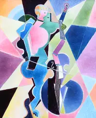 Le violoncelliste Signed M by Michel Moreno, Oil on canvas, sold Dec 2022