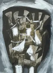 Headpiece Signed with initial and dated D 56 by Roy Turner Durrant, Mixed media on paper, sold Dec 2022