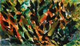 Abstract in green by Jean McEwen, Oil on canvas, sold Dec 2022
