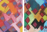 Ten of diamonds in pink by Anthony Frost, acrylic on card, offered Dec 2022