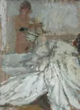 The Striped Jersey I Signed with initials BD by Bernard Dunstan, Oil on board, sold Dec 2022