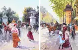 Elegant figures at the entrance to the Place de la Concorde by Juan Soler, oil on canvas, sold Dec 2022