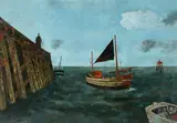 Fishing boats off the pier Signed Roland Oudot by Roland Oudot, Oil on canvas, sold Dec 2022