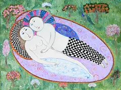 Spring Lovers Signed DORA HOLZHANDLER 2001 by Dora Holzhandler, Oil on canvas, sold Dec 2022
