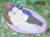 Spring Lovers Signed DORA HOLZHANDLER 2001 by Dora Holzhandler, Oil on canvas, sold Dec 2022