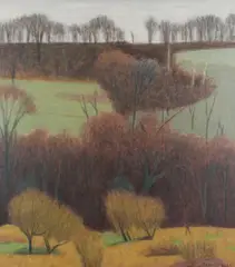 Landscape at Stentwood Signed and dated Senior 78 by Bryan Senior, Oil on board, sold Dec 2022