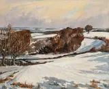 Winter in a Hampshire Valley Signed with initials VL by Vera Love, Oil on canvas, sold Dec 2022