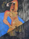 Reclining female nude Signed Renos Loizou by Renos Loizou, Oil on canvas, sold Dec 2022