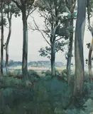Wooded landscape at Aldeburgh Signed by Reginald Percy Gossop, Watercolour, sold Dec 2022