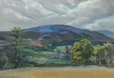 Extensive landscape with hills in the distance by Wilhelmina Barns-Graham, Watercolour and gouache, sold Dec 2022