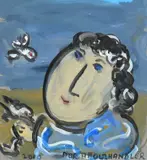 Feeding the birds Signed DORA HOLZHANDLER by Dora Holzhandler, 2010, Gouache, sold Dec 2022