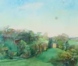 House on the hill by Ann Arnold, Watercolour, sold Dec 2022