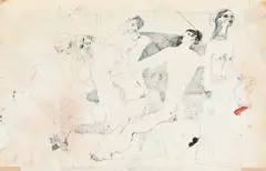 King Maurus dismisses the English ambassadors with by Robert MacBryde, Pen and ink heightened with red, sold Dec 2022