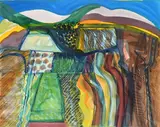 Landscape with hills in the distance Signed Sally Mclaren '91 by Sally McLaren, Watercolour, sold Dec 2022