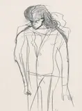 Figure in Trafalgar Square Signed with initials K by Keith Vaughan, Pencil, sold Dec 2022