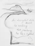 An Elongated White Anvil Is Sailing not Wanting to Be a Symbol Inscribed by Alan Lowndes, Pen and ink, charcoal and wash, sold Dec 2022