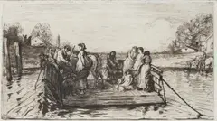 The Ferry Signed with initials and dated RM/Oct by Robert Walker Macbeth, Etching, sold Dec 2022