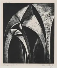 Design of Arches by Paul Nash, Wood engraving, sold Dec 2022