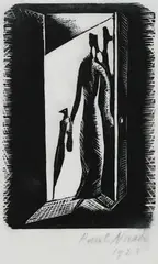 Exit Northern Muse Signed and dated Paul Nash/1923 and inscribed extensively by Paul Nash, Wood engraving, sold Dec 2022