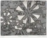 Cretan Windmills by Julian Trevelyan, Etching and aquatint, sold Dec 2022