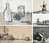Nature morte à la table Signed and inscribed E/A I/X Nature morte by Annapia Antonini, Etching and aquatint, sold Dec 2022