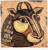 Minotaur Head Signed by Sophie Ryder, Linocut, offered Dec 2022