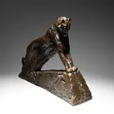 Leopard Crushing Serpent Maquette Signed by Dylan Lewis, 2007, Bronze Age foundry mark, sold Dec 2022
