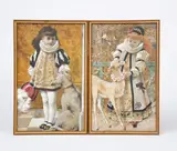 Girl with a Hound by William Stephen Coleman, watercolor, sold Dec 2022