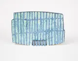 Blue wax resist slab vase by Peter Beard, photograph, sold Dec 2022