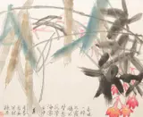 FLOWERS Three Chinese paintings by Zhang Gao, ink and colour on paper, sold Nov 2022