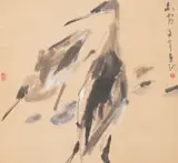 HERONS A Chinese hanging scroll by Chen Wen Hsi, ink and colour on paper, sold Nov 2022