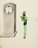 Lady in Green by Dorte Clara Dodo Burgner, watercolor, offered Oct 2022