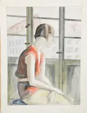 Contemplation by Dorte Clara Dodo Burgner, pencil and watercolour on card, sold Oct 2022