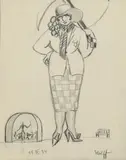 Lady with a Parasol by Dorte Clara Dodo Burgner, pencil on paper, offered Oct 2022