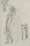 Lady by the Streetlight by Dorte Clara Dodo Burgner, pencil on paper, sold Oct 2022