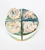 A set of four oat cake boxes by Eric Marwick, 2003, sculpture, sold Oct 2022