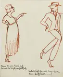 The Dance sepia ink on paper by Dorte Clara Dodo Burgner, ink on paper, offered Oct 2022