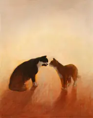Two Cats by Guy Gladwell, oil on canvas, sold Dec 2014