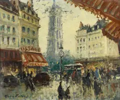 'La Tour St Jacque, Paris' by Merio Ameglio, oil on canvas, sold Dec 2014