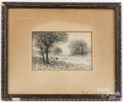 landscape study by Christopher Shearer, watercolor, sold Jun 2024