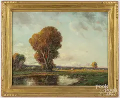 autumn landscape by Frederick Leo Hunter, oil on canvas, sold Jun 2024
