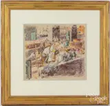 Rooftop Picnickers by Martin Petersen, watercolor, sold Jun 2024