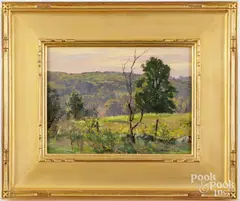 landscape by Bernard Corey, oil on Masonite, sold Jun 2024