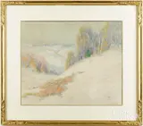 winter landscape by Charles Copeland, gouache, sold Jun 2024
