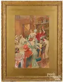 interior scene titled Costume Party by Charles Copeland, gouache and watercolor, sold Jun 2024