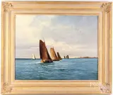 seascape titled Skutjes in Friesland by André Balyon, oil on canvas, sold May 2024