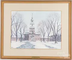 Independence Hall by James Ross, lithograph, sold May 2024