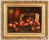 still life with apples by Christopher Shearer, oil on canvas, sold May 2024