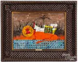 titled Best Friends by Harry Dunn, acrylic on board, sold May 2024